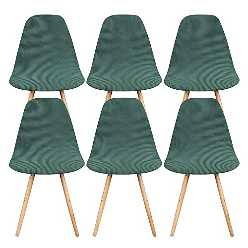 Lot de 6 Housse de Chaise Scandinaves de Salle à Manger Extensible, Housse de Chaise Scandinave,Jacquard Housse de Chaise,Couverture de Chaise pour Salon Bouquet Maison Mariage Vert