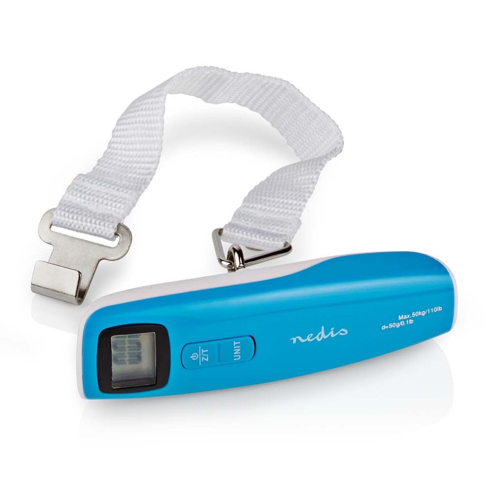 Nedis Weiss Blau Digital-Gepäck-Waage | 50 Kg | Tara Funktion