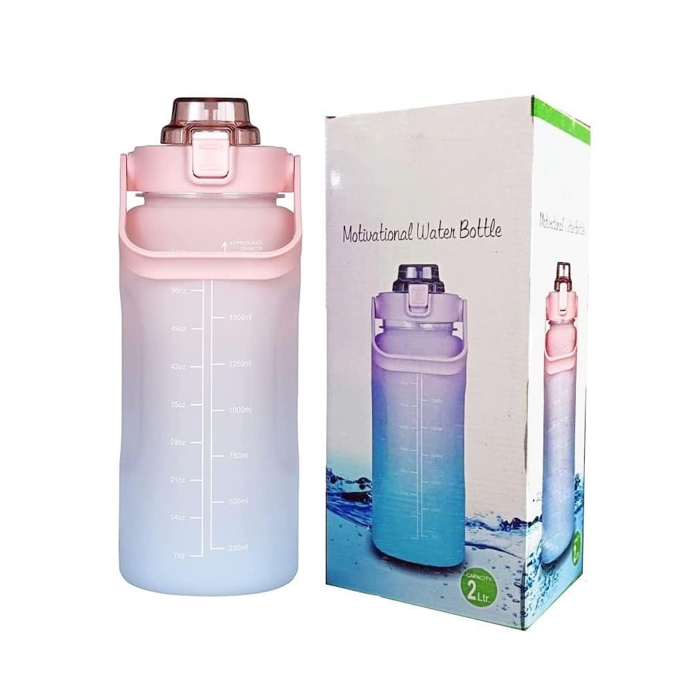 Motivational Sipper Water Bottle 2 Liter with Time Marker & Straw | BPA Free Tritan Big Sports Water Bottle for Gym Men Women | Leakproof Drinking Bottle for Office, Fitness, Yoga (Pink)-picture-21