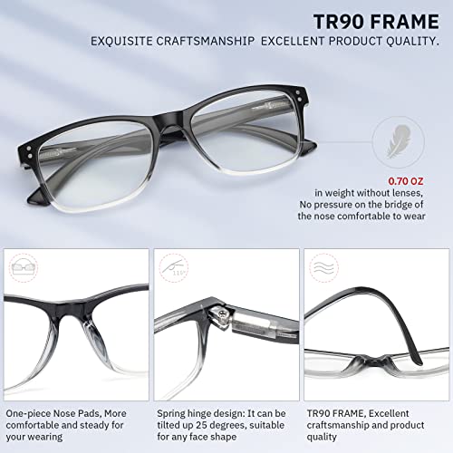 Image of Fetrrc Reading Glasses Blue Light Blocking Computer Readers for Women /Men, Anti Glare /Fatigue Clear Square Eyeglasses 5 Pairs