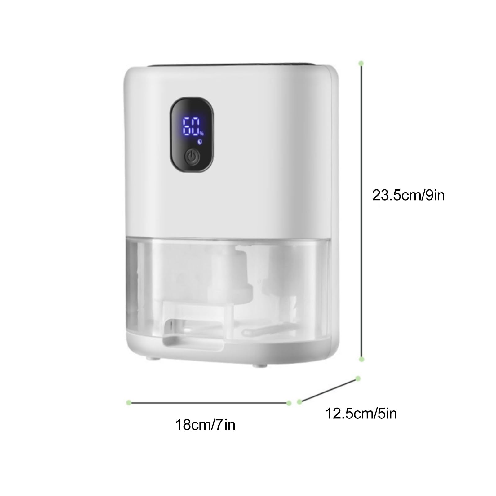 Osuszacz Powietrza 2,5 L do Domu, Osuszacz Powietrza do łazienki, Osuszacz Powietrza do Piwnicy, Monitorowanie Wilgotności, Automatyczne Wyłączanie, Tryb Uśpienia, 7 Kolorów światła LED(White)