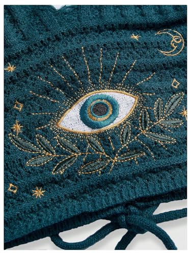 Women's Y2k Crochet Halter Top Goth Clothes 70s Hippie Top Boho Crop Tie Backless Knit Cami Tank4