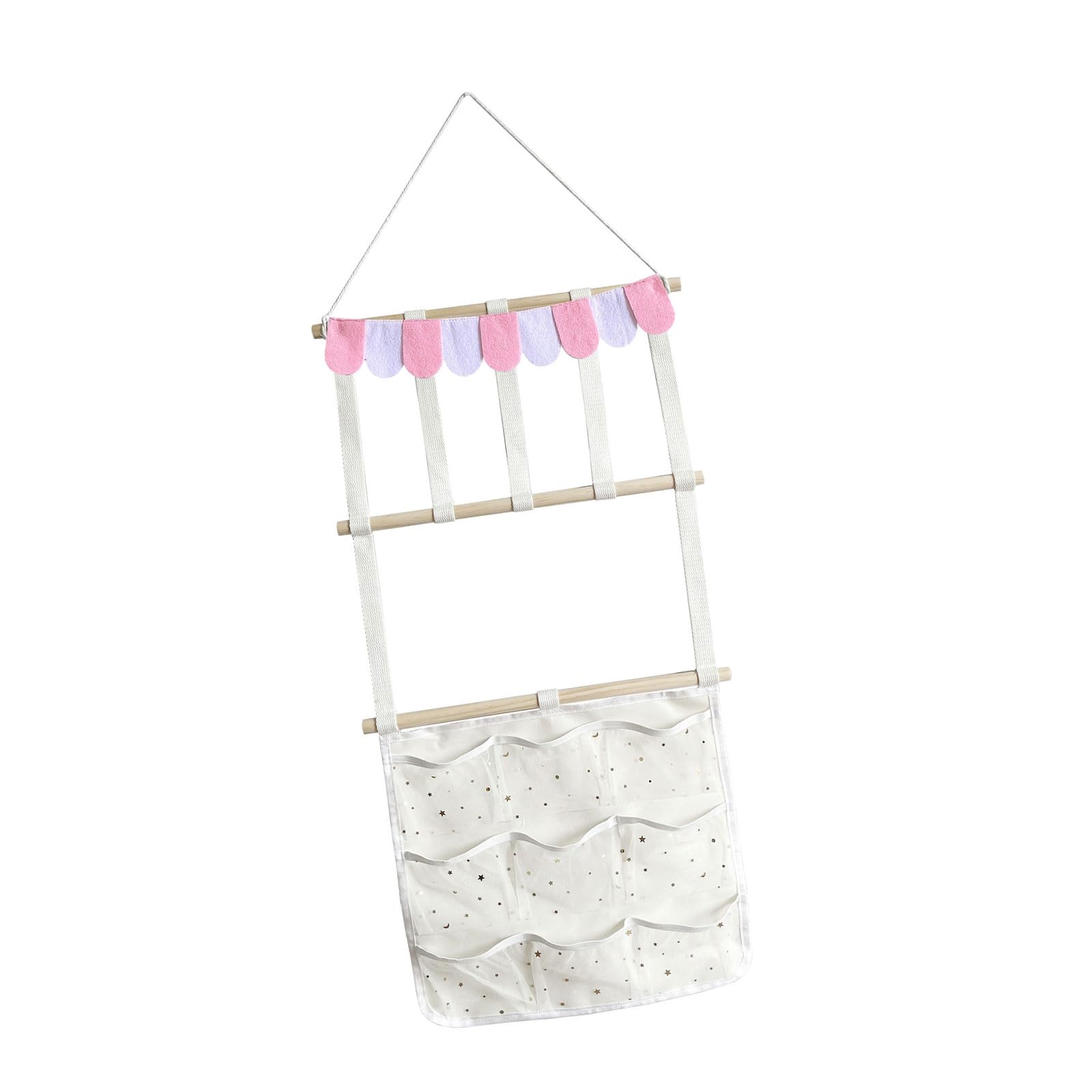 Qusinfc Wooden Hair Accessory Rack with Hooks for Barrettes, Scrunchies & Hair Ties Ties Storage Solution