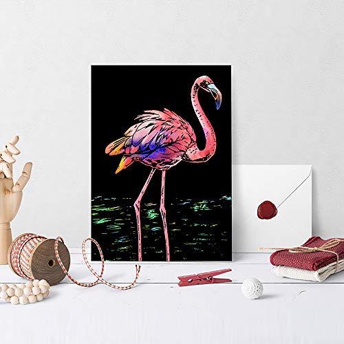 scratch art for kids amp adults rainbow painting night view scratchboarda4 crafts set 8 sheets scratch cards with 6 tools in bag - unicornflamingocatdeerliontigerleopardwolf animal series