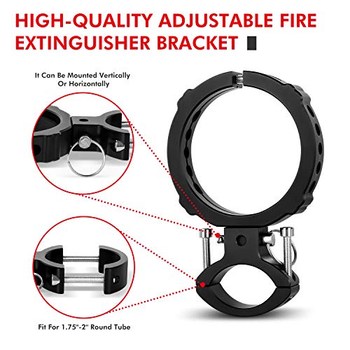 1PCS Fire Extinguisher Mount, EBESTauto Compatible for Adjustable Jeep Fire Extinguisher Bracket Fit for 3 Inch or 3.25 Inch Fire Extinguisher Bottle Bracket fit for UTV with 1.75''-2'' Round