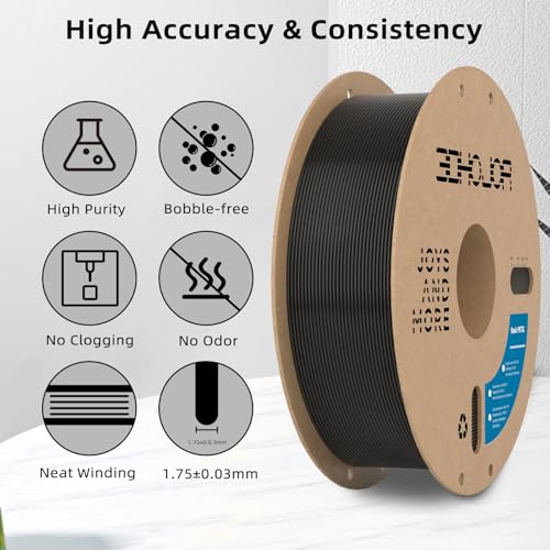 Image of 3DHoJor Update Basic PETG Filament 1.75mm, PETG 3D Printer Filament, 2.2 LBS (1KG) Cardboard Spool, Fit Most FDM 3D Printer, Black