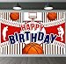 IVN Birthday Decoration Banner Basketball and Baseball Theme Backdrop 71x43 Inch with Hoops Balls Stripes and Player Silhouettes for Sports Party Wall Decor