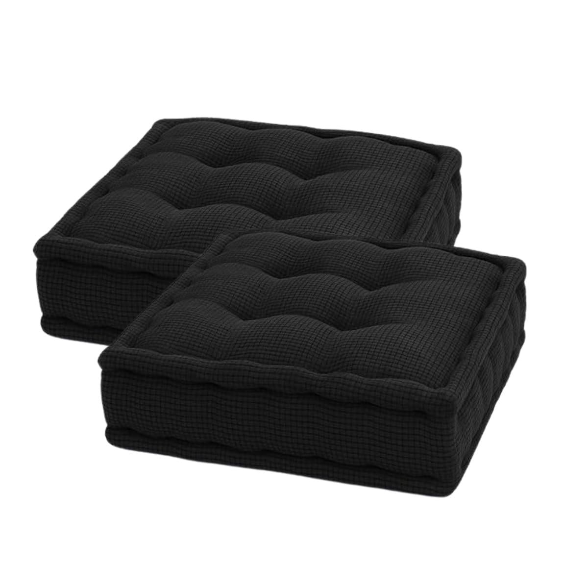 Pack of 2 Large Square Booster Cushion Black 45x45x20cm – Soft Fleece Seat Pad for Armchair, Sofa, Office & Dining Chairs – Firm Support for Elderly, Pregnant Women, Post Surgery & Home Comfort
