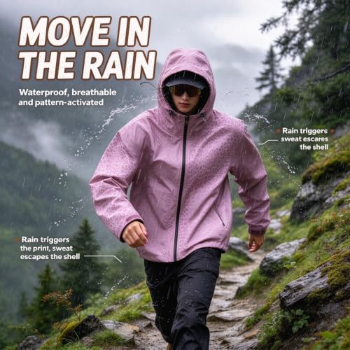 Womens Rain Jacket Zipper Water Reactive Cheetah Hooded Wind Breaker Jacket - image 4