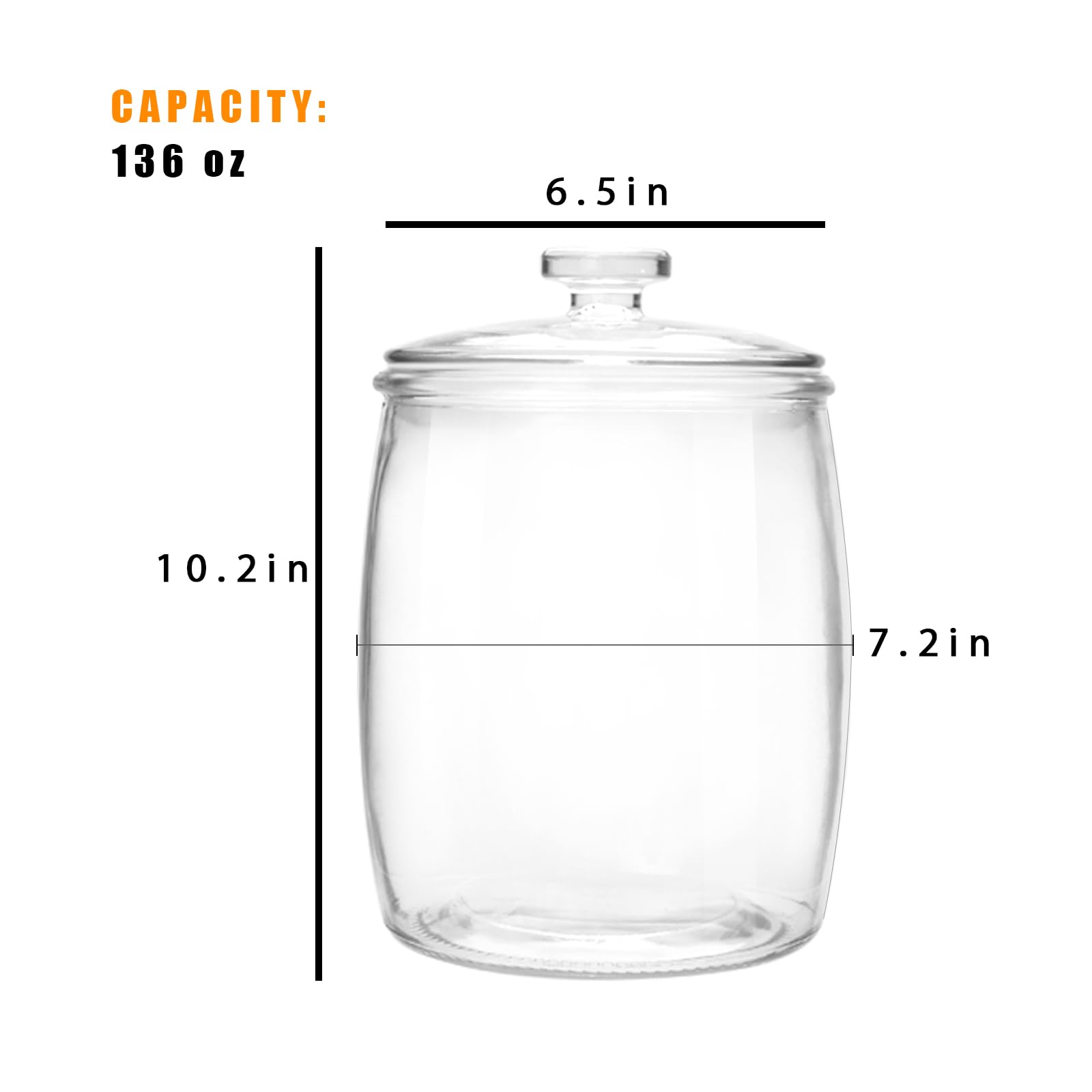 Maredash 1 Gallon glass jars, Cookie Jar & Candy Jar with Lid, Large Food Storage Container,glass jar with lid for Buffet, Coffee & Flour, Laundry Room Storage & Pantry 2pcs