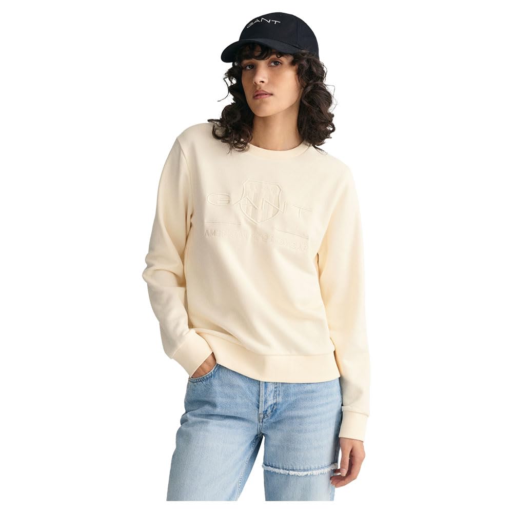 GANT Reg Tonal Shield - Sudadera con Cuello En C Sudadera Hombre (Pack de 1)