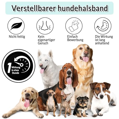 loongway Verstellbares Halsband für Hunde, natürliche und sichere Formel, sanfte Abwehrwirkung,65cm, geeignet für alle Hunde, wasserfest, Schutz bis zu 8 Monate