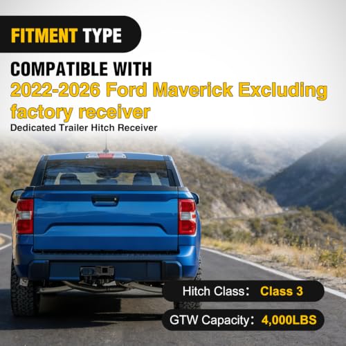 Image of Nilight Class 3 Trailer Hitch 2 inch for 2022 2023 2024 2025 2026 Ford Maverick | Tow Receiver Hook Heavy Duty fits 2022 2023 2024 2025 2026 Ford Maverick Excluding Factory for Cargo Carrier Bike Rack