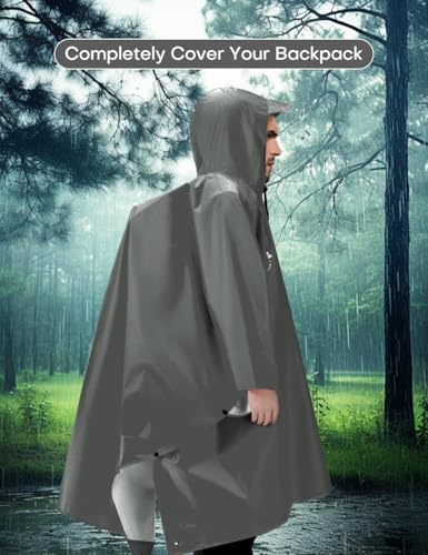 Beesgarden Leichter Wasserdichter Regenponcho mit TPU-Beschichtung, 8000mm Wasserdichte Bewertung, Damen Herren Tragbares Atmungsaktiver Wiederverwendbar Regenjacken für Wandern Angeln Fahrrad Camping