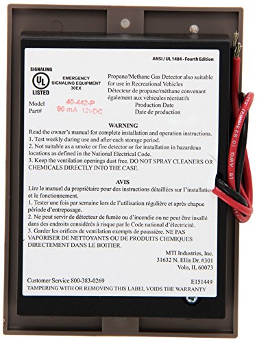 MTI Industries 40-442-P-BR Safe T Alert 40 Series Professional Propane/LP Gas Alarm - Flush Mount, Brown - Thumbnail 2