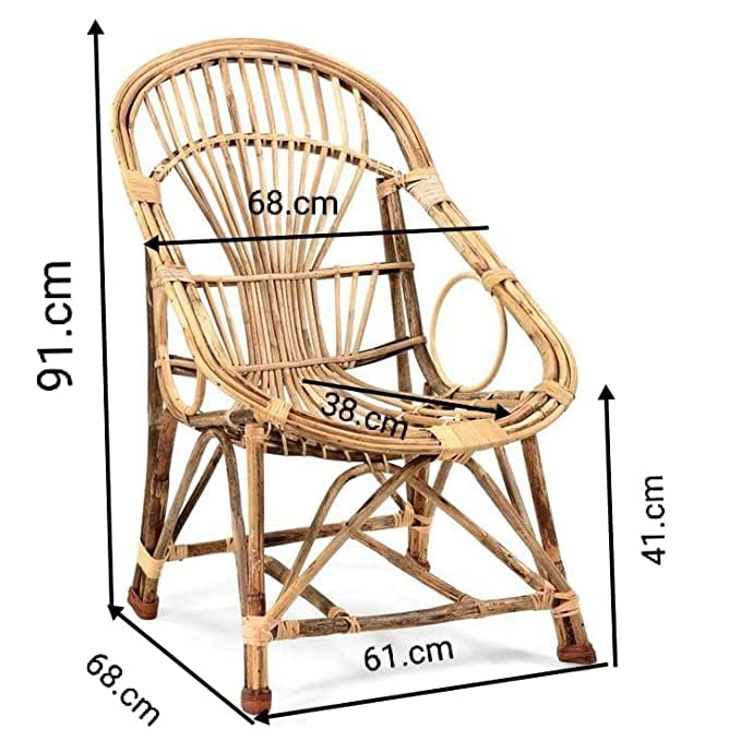 Image of CANE CRAFTS Premium Modern Bamboo Chairs | Relax in Style with Our Handcrafted Cane Chairs | Chairs for Living Room, Dining Room, Bedroom, Office, Garden | Dust Free | Brown (Set of 2)