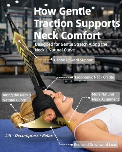 Image of Durchbruch Neck Stretcher Hammock for Neck Pain Relief & Tension, 3-Level Adjustable Cervical Traction Device with Removable Cushions, Silicone Protectors, Eye Mask, Earplugs & Storage Bag