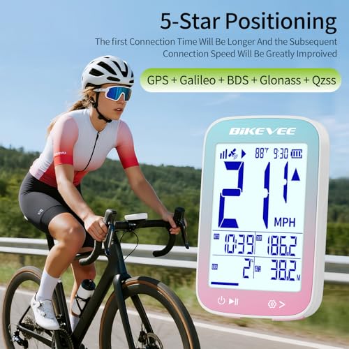 Image of GPS Bike Computer Wireless Cycling Computer with Auto Backlight, Bicycle Speedometer Odometer, Waterproof GPS Speed Tracker for Road Mountain Bikes