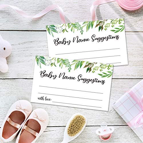 50 Baby Shower Name Suggestion Cards, Greenery Name Suggestion Cards for Baby Shower, Name Suggestion Game, Baby Shower Games, Baby Party Supplies, 3.5 x 2 Inches - Image 3
