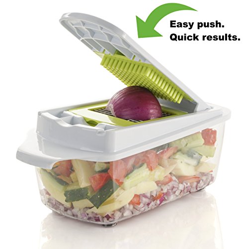 Brieftons QuickPush Food Chopper: Strongest & 200% More Container Capacity, 30% Heavier Duty, Onion Chopper, Kitchen Vegetable Dicer, Fruit and Cheese Cutter, with 3 Dicing Blades & Keep-Fresh Lid - Thumbnail 7