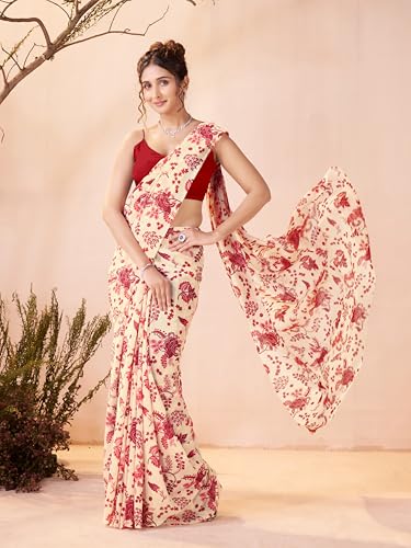Image of Garden Vareli Women Georgette All Over Floral Printed Saree