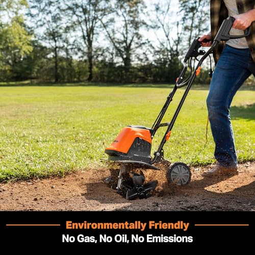 LawnMaster TE1318W1 Corded Electric Tiller 13.5-Amp 18-Inch Orange