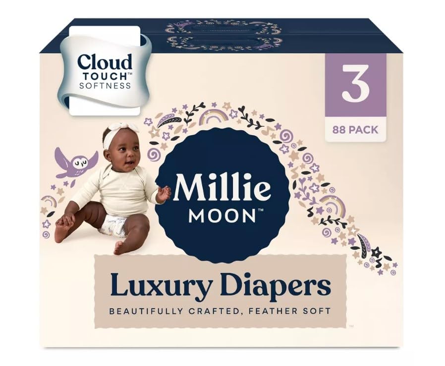 Millie Moon Luxury Diapers (Size-3 and Count-88) Diaper Weight Range: 13 to 24 lbs
