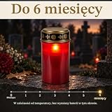 MIJOMA Znicz LED do użytku na zewnątrz – zasilanie bateryjne, realistyczny efekt migotania, czas świecenia 6 miesięcy – zniczy zniczy (zestaw 3 szt., czerwony)
