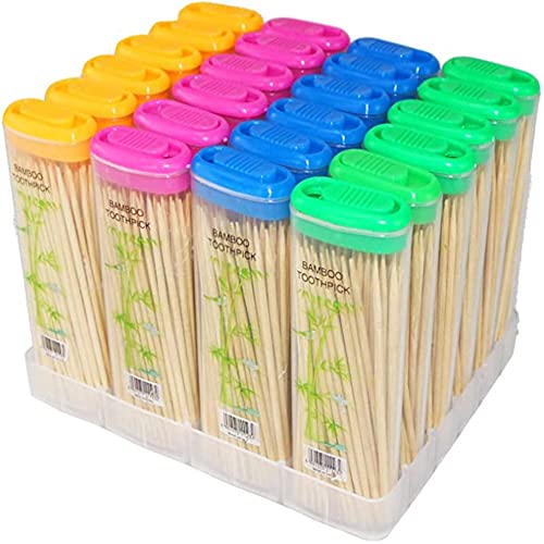 24 Schachteln Zahnstocher aus Holz, Cocktail-Spender in einer Spenderbox, für Zahnhygiene, Häppchen, Basteln Cover