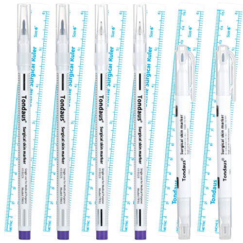 12 Pieces Skin Marker Tattoo Pen 0.5 mm,1 mm with Paper Ruler for Permanent Makeup Tattoo, 8 Single Head and 4 Double Head