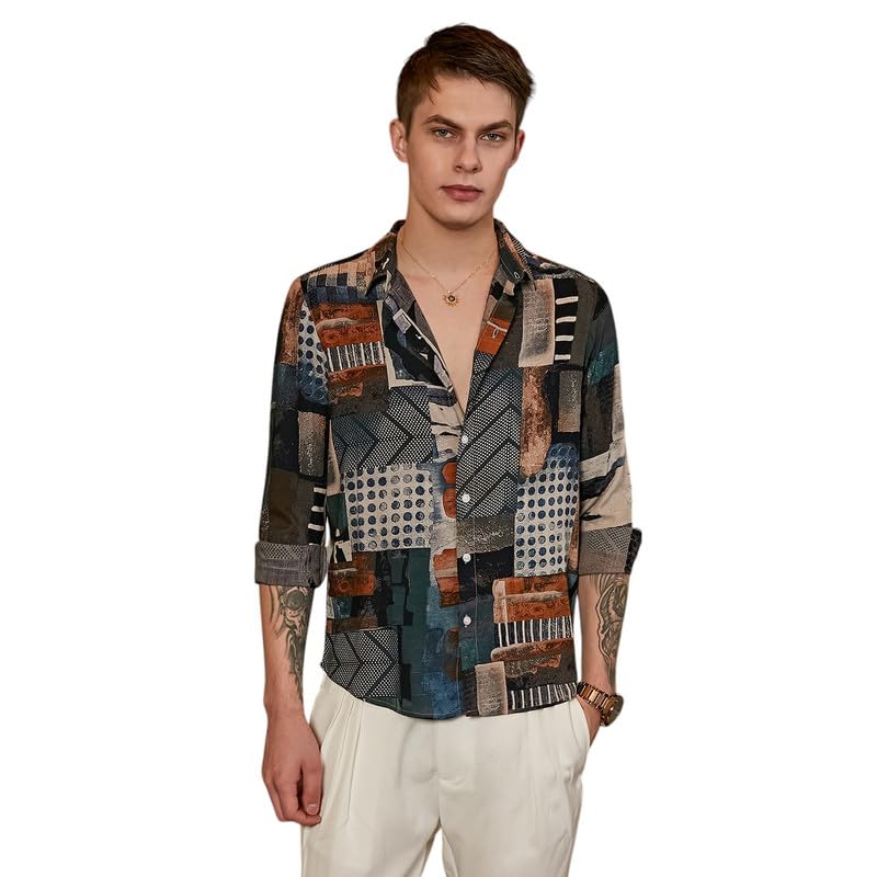 Image of CAHOOT Men's Shirt for Casual Wear | Spread Collar | Long Cuffed Sleeves | Button Closure | Shirt Crafted with Comfort Fit for Everyday Wear