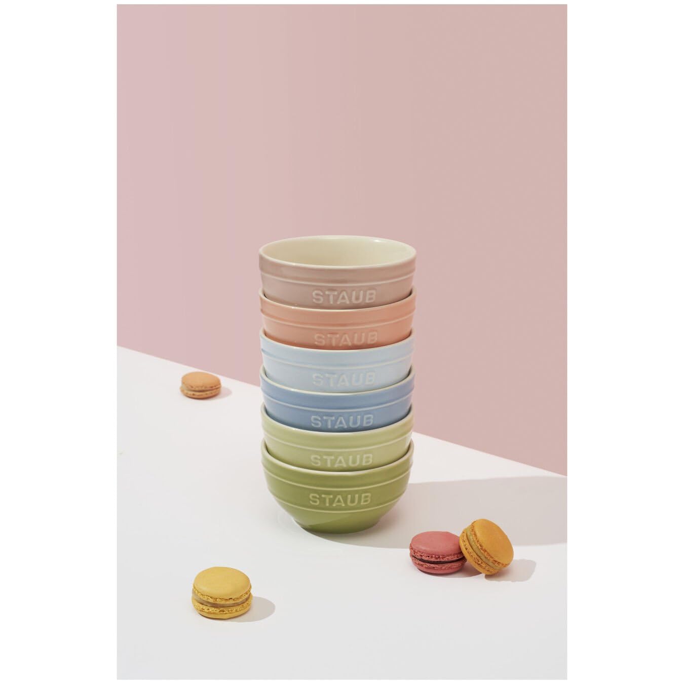 【 staub 】 未使用　ストウブ　セラミックボウル　マカロンカラー　6個 Amazon｜staub ストウブ 「 セラミック ボウル 12cm 6Pセット マカロン