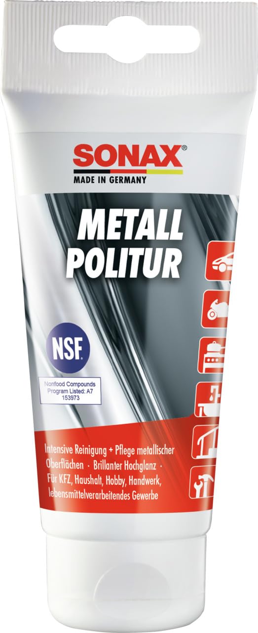 SONAX MetallPolitur (75 ml) Intensive Reinigung und optimale Pflege für alle metallischen Oberflächen | Art-Nr. 02040000
