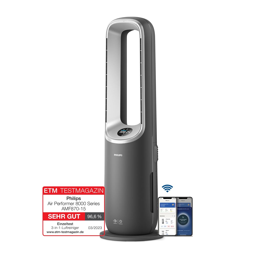 Philips Air Performer 3-in-1 Luftreiniger Heiz- und Kühlgebläse HEPA-Filter 70 m² Alexa App AMF870/15