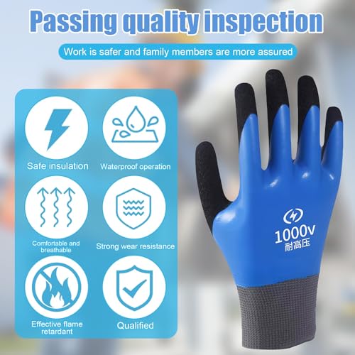 Image of Electric Gloves Shock Proof, Welding Gloves, Safety Gloves for Men, 1000V Resistance Non-Slip Safe, Lectrical Insulated Full Palm Rubberization Design, Electrical Multi Purpose Electrician