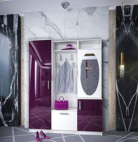 Mobile Ingresso Moderno 104x195 Cm, 2 Ante Soft-close, 3 Ganci, Seduta Imbottita, Grafite E Noce IU32