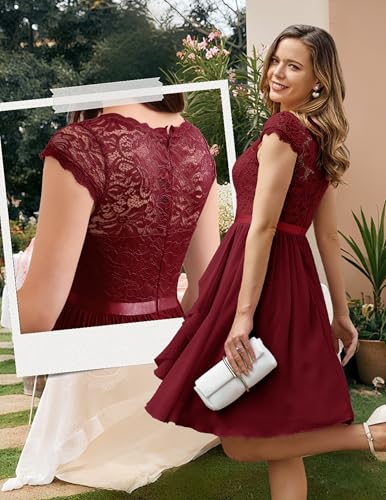 Image of Wedtrend Women's Bridesmaid Dresses Short Prom Dress Ruffle Semi Formal Cocktail Dresses Floral Homecoming Dress