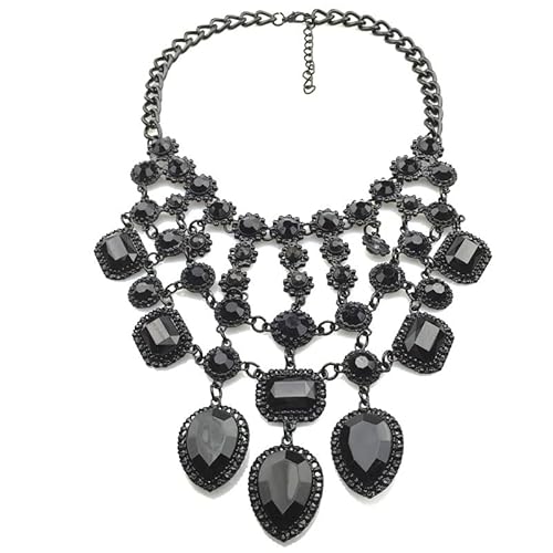 Collar de aleación de Piedras Negras, Collar Maxi para Mujer, declaración Retro Bohemia, Gargantilla Grande, Collares con Capas, Colgantes, joyería de Moda para Mujer Cover