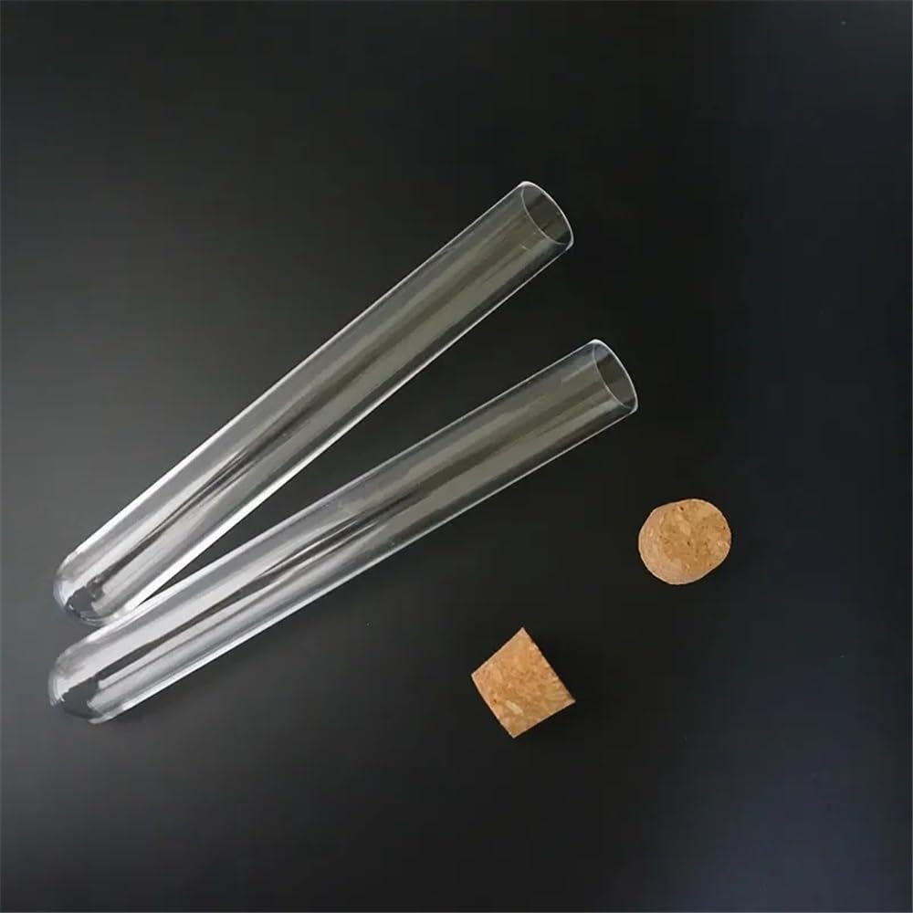 Instrumentos y Equipos de Laboratorio Tubos de ensayo de plástico transparente de fondo redondo con tapón de corcho for cristalería de laboratorio, de 10 a 100 unidades, de 20 x 150 mm.(100pcs)