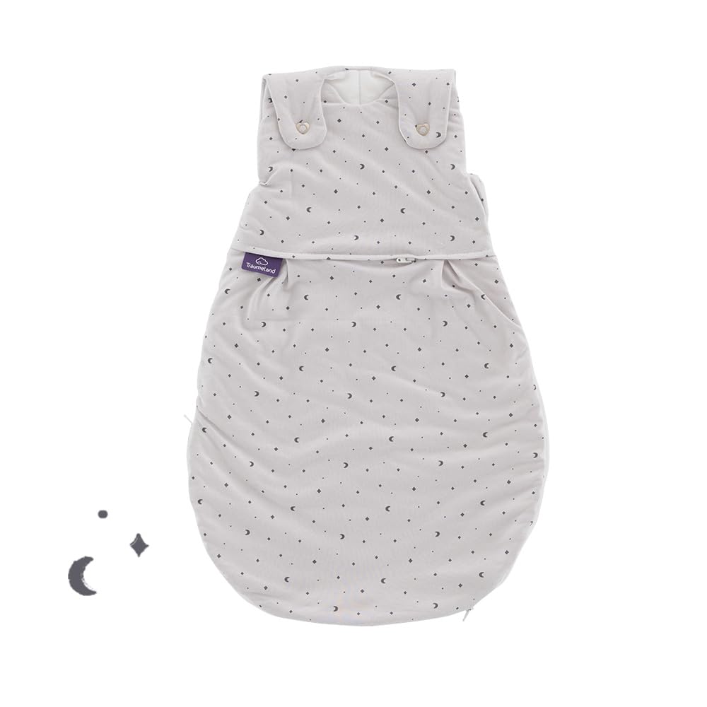 Trääumeland – LIEBMICH śpiwór niemowlęcy Moon szary, oddychający śpiwór dla niemowląt, 2,5 TOG, rosnący wraz z dzieckiem, całoroczny śpiwór na lato i zimę, certyfikat Öko-Tex 100, od 0 miesięcy
