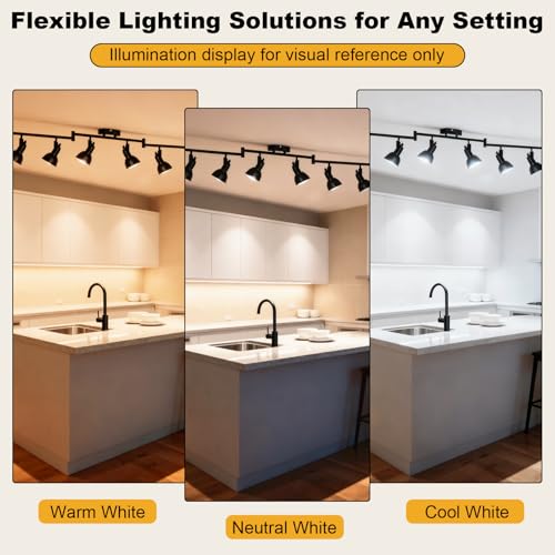 Image of HiBay 6-Light Track Lighting, Adjustable Ceiling Light Fixture Black | Industrial Track Spot Light Indoor for Kitchen, Dining Room, Living Room, E26 Base (Bulb Not Included)