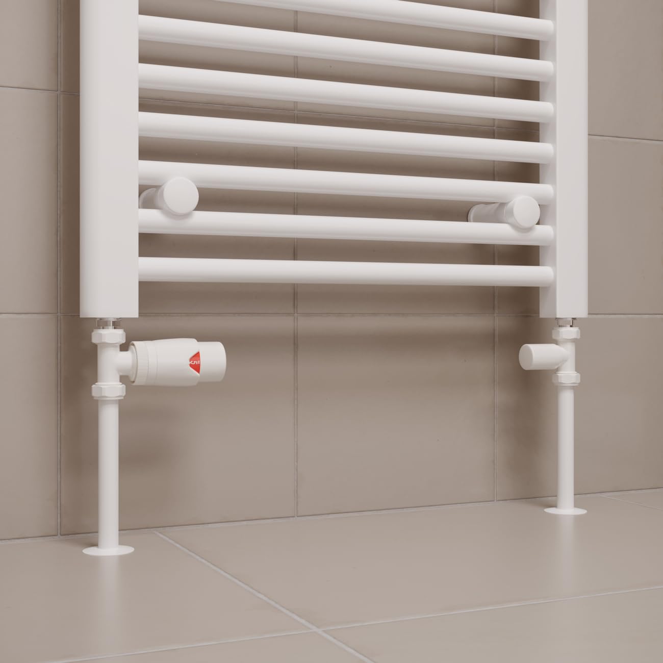 UK Radiators Thermostatic Radiator Valve (TRV), 15mm Straight Lockshield, Glossy White Colour - Image 2