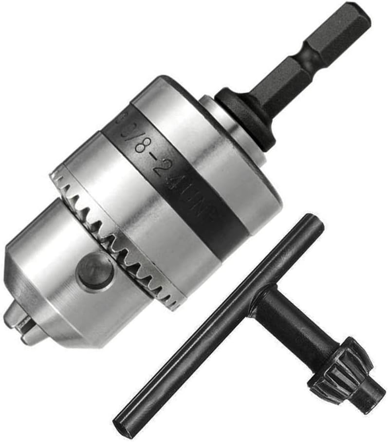 1.5-10mm Keyed Drill Chucks 1/4 Inch Hex Shank Quick Connect Adapter Conversion Impact Driver Capacity Mount 3/8-24 UNF to Drill