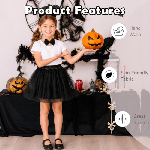Lucky Merit 3Pcs Halloween Costumes for Girls Kids Headband, Bow Tie & Tutu - image 5