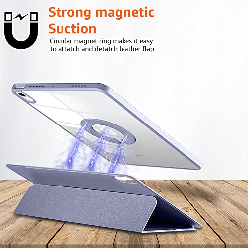 Image of Amazon Basics Magnetic Case Cover for Apple iPad Air 5Th /4th Generation 10.9 Inch with Trifold Stand Detachable Case, Transparent Back, Soft Sides, Auto Sleep /Wake Case, Pencil Holder- Lavender