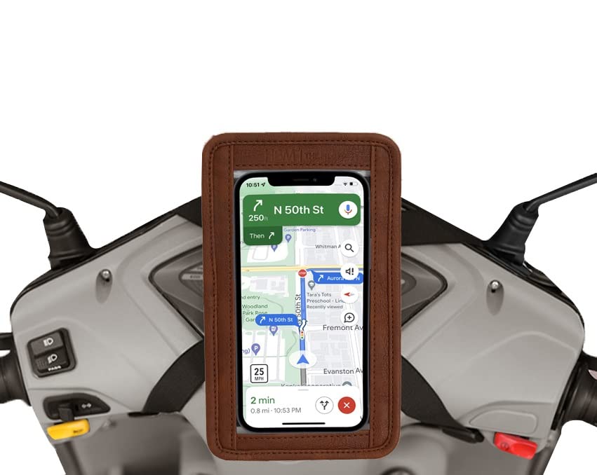 HBM Universal Mobile Holder| Mobile Holder for All Type of Scooters Activa scooty etc|Scooter Phone Cover Holder| Bike Mobile Stand| Bike Accessories| Holder Support All Mobile| (PU-Tan-P07)