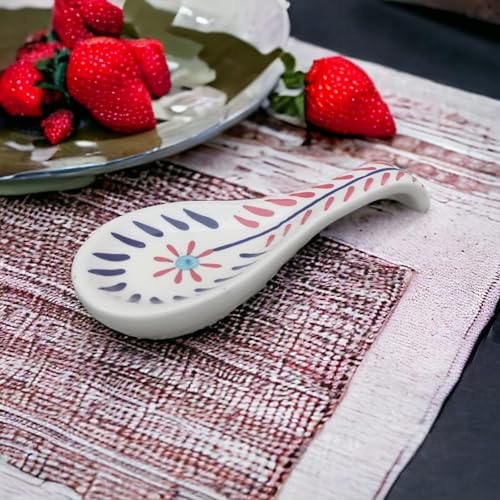 Image of Malaikah Ceramic Spoon Rest Red Leaf Pack of 1 for Home, Kitchen, Dining, Kitchen Decor & Gifting