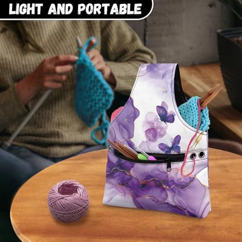 Image of ZUXONGSY Butterfly Yarn Tote Yarn Organizers and Storage for Women Portable Knitting Yarn Storage Bag Organizer Large Knitting Accessories Crochet Organizers and Storage