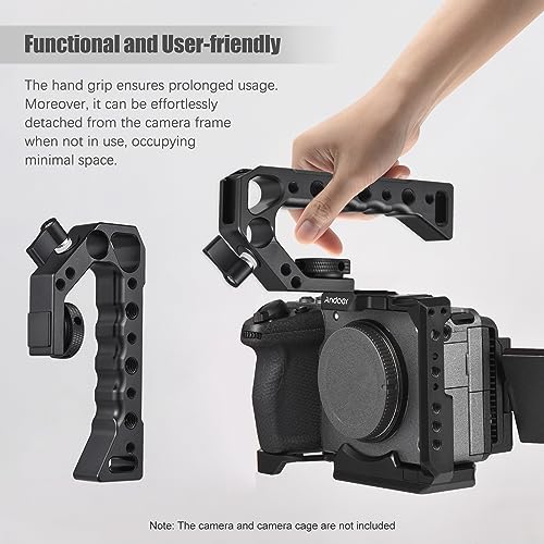Image of Andoer Universal Top Handel Camera Top Handgrip with 4 Cold Shoe Mounts ARRI Positiong Hole 1 /4in and 3 /8in Threaded Holes Compatible with Camera Cage Sports Camera for Vlogging Live Streaming