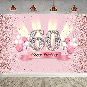 60. Geburtstag Deko 60 Geburtstag Banner Rosegold Party Dekoration Frauen, Stoff Schild Poster 60. Jahrestag Party…